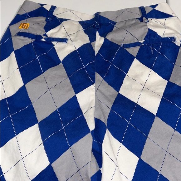 Men’s Loudmouth Golf Blue and White Argyle Golf Pants 34x32 EUC - Picture 6 of 6